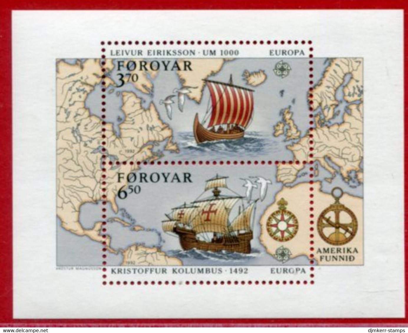 FAROE IS. 1992 Europa: Discovery Of America Block MNH / **.  Michel Block 5 - Faroe Islands