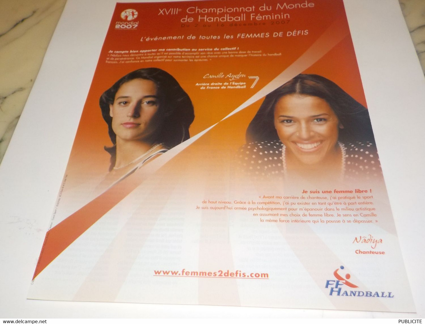 ANCIENNE PUBLICITE 18 EME CHAMPIONNAT DU MONDE FEMININ 2007 - Handball