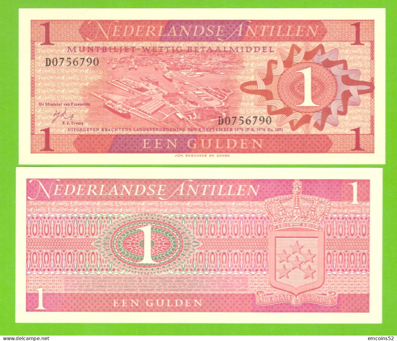 NETHERLANDS ANTILLES 1 GULDEN 1970  P-20  UNC - Antillas Neerlandesas (...-1986)