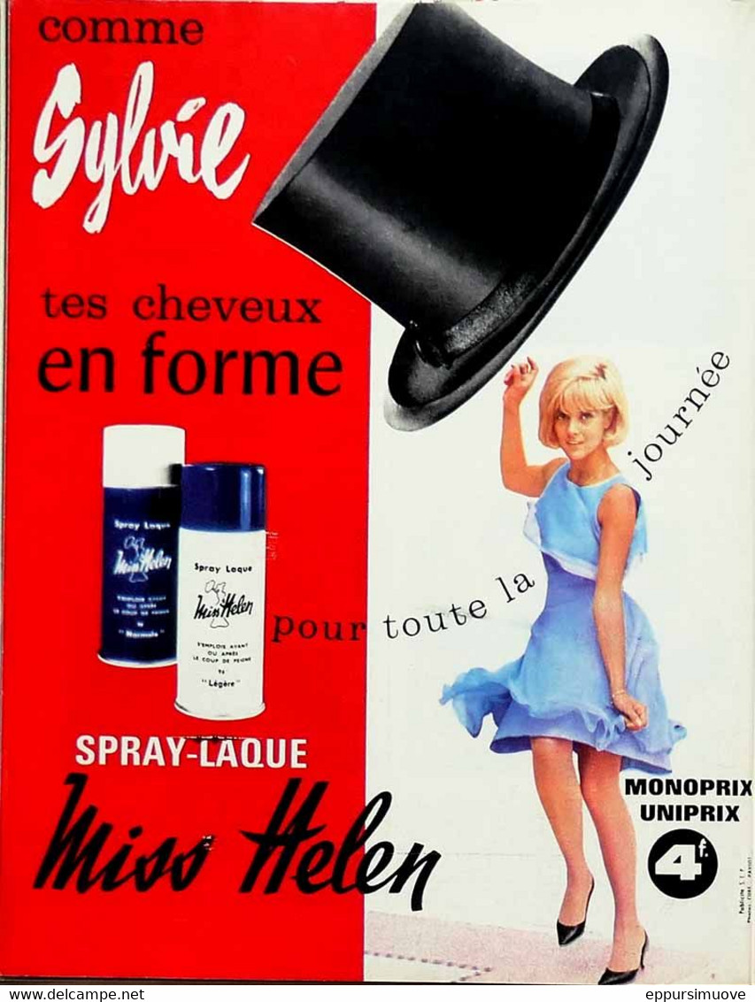 Publicité Papier SPRAY LAQUE MISS HELEN SYLVIE VARTAN Octobre 1963 15SLP1042420 - Advertising