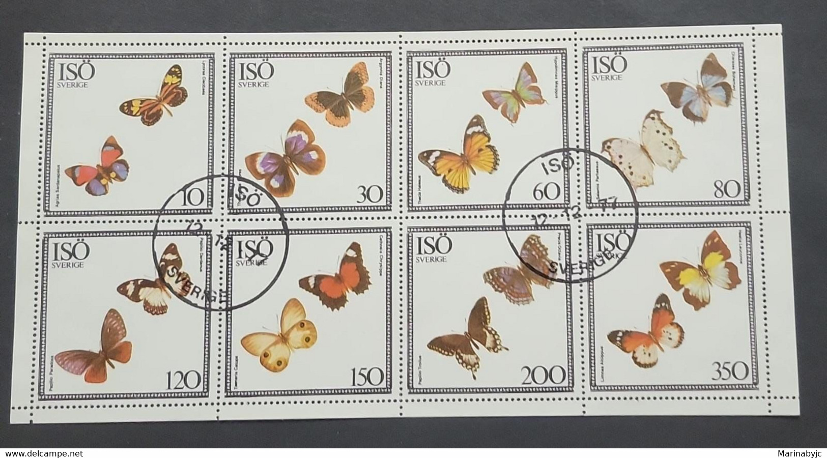 SP) 1977 SWEDEN, CINDERELLAS, TRIP OF 8 BUTTERFLIES, MNH - Otros & Sin Clasificación