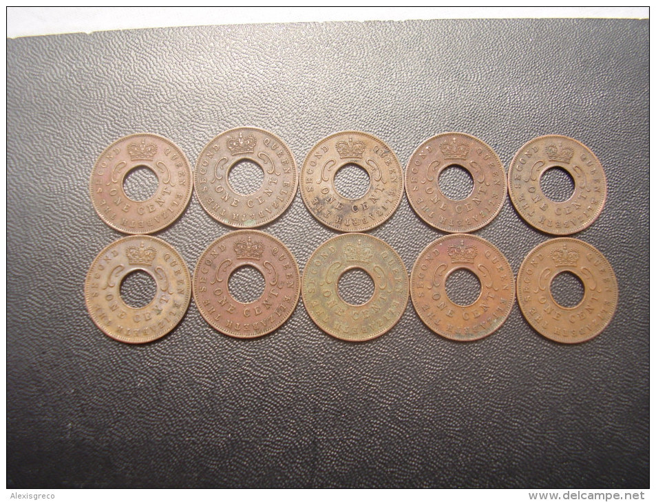 BRITISH EAST AFRICA  KUT ONE CENT COINS BRONZE Of 1962 - TEN All The SAME USED (H) Mint Mark.. - Britse Kolonie
