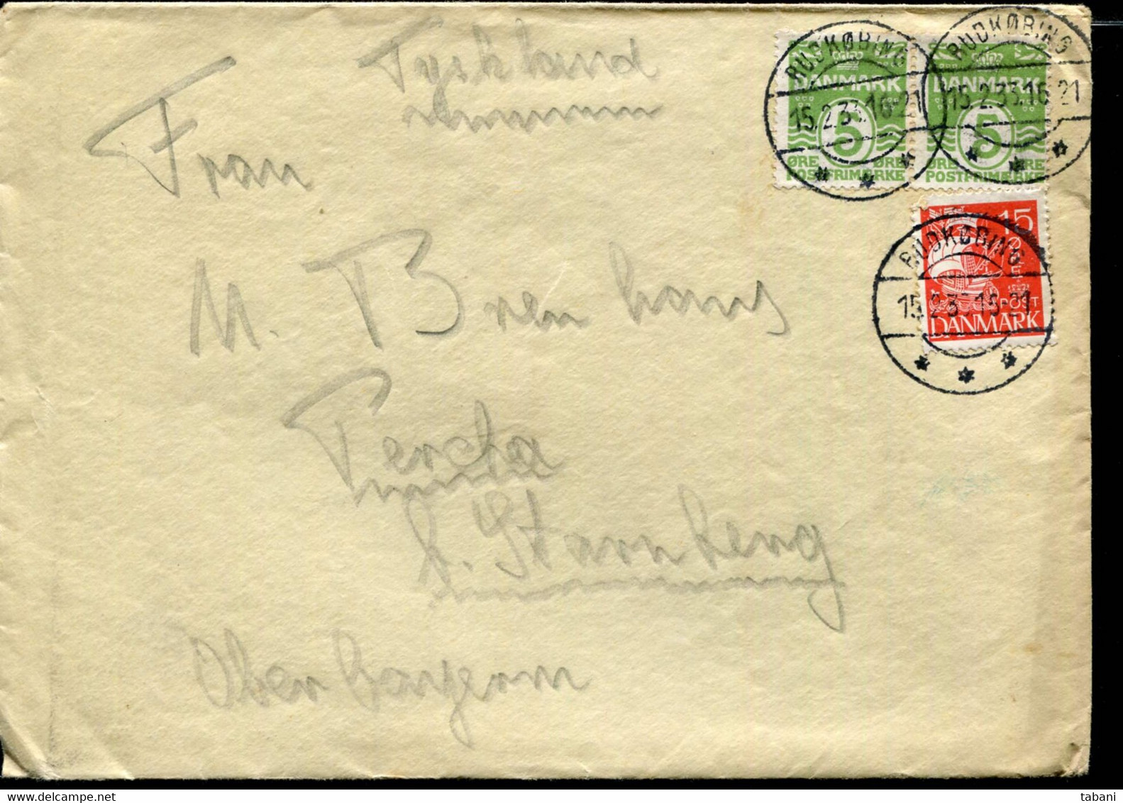 DENMARK 1933 MIXED FRANKING COVER TO GERMANY - Storia Postale