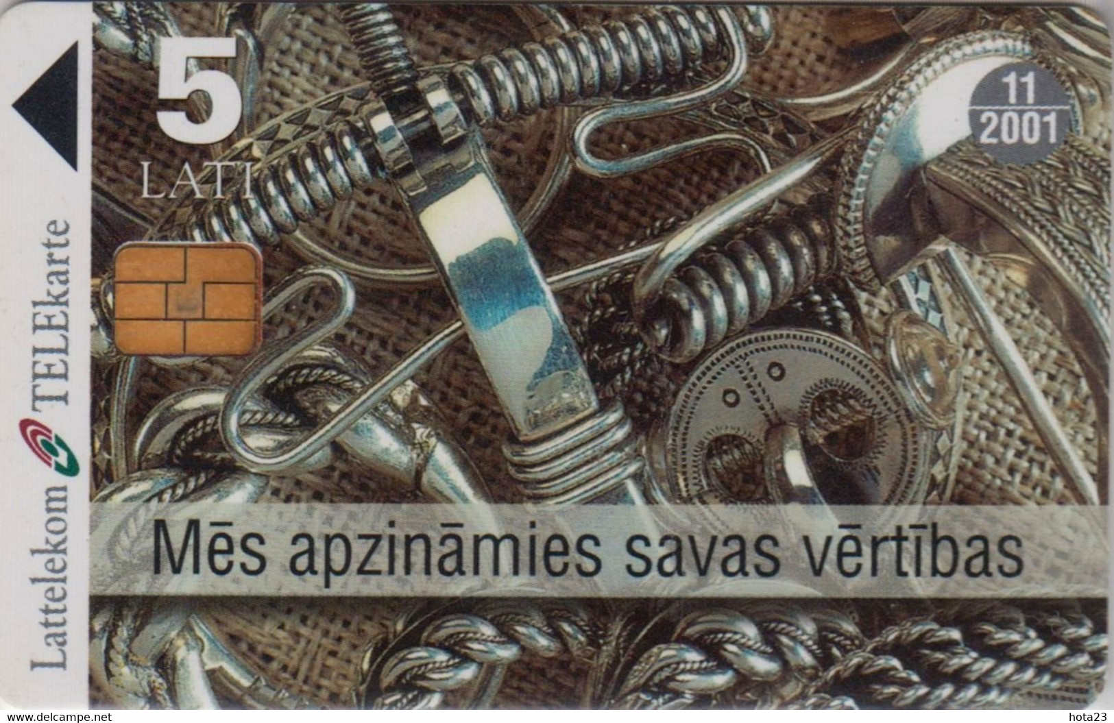 Latvia , Lettland , Lettonia -  Silver Jewellery - Saber - Candlestick Used Phone Card  Dated 11 -2001 - Lettland