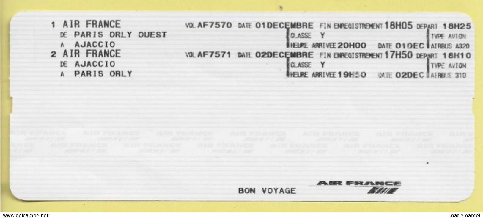 AIR FRANCE PARIS ORLY- AJACCIO CORSE. - Tickets