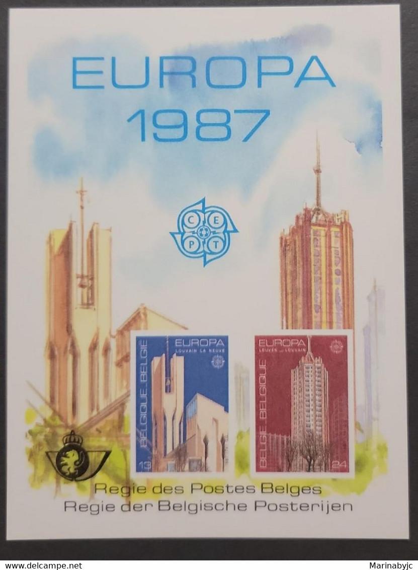 SP) 1987 BELGIUM, PROOF, EUROPE MODERN ARCHITECTURE, CHURCH LOUVAIN, REGIONAL LODGING, MINISHEET - Sonstige & Ohne Zuordnung