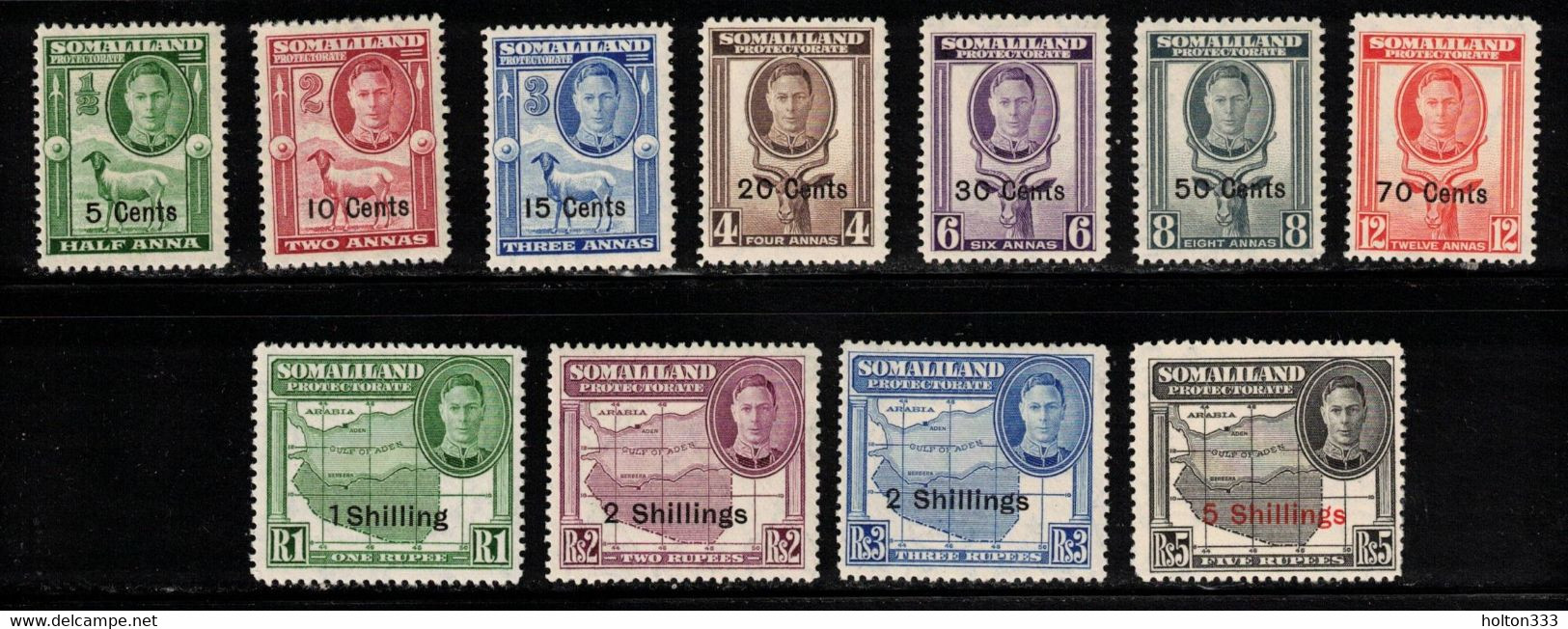 SOMALILAND PROTECTORATE - Scott # 116-126 MH - KGVI With Surcharge - Somaliland (Protectorate ...-1959)