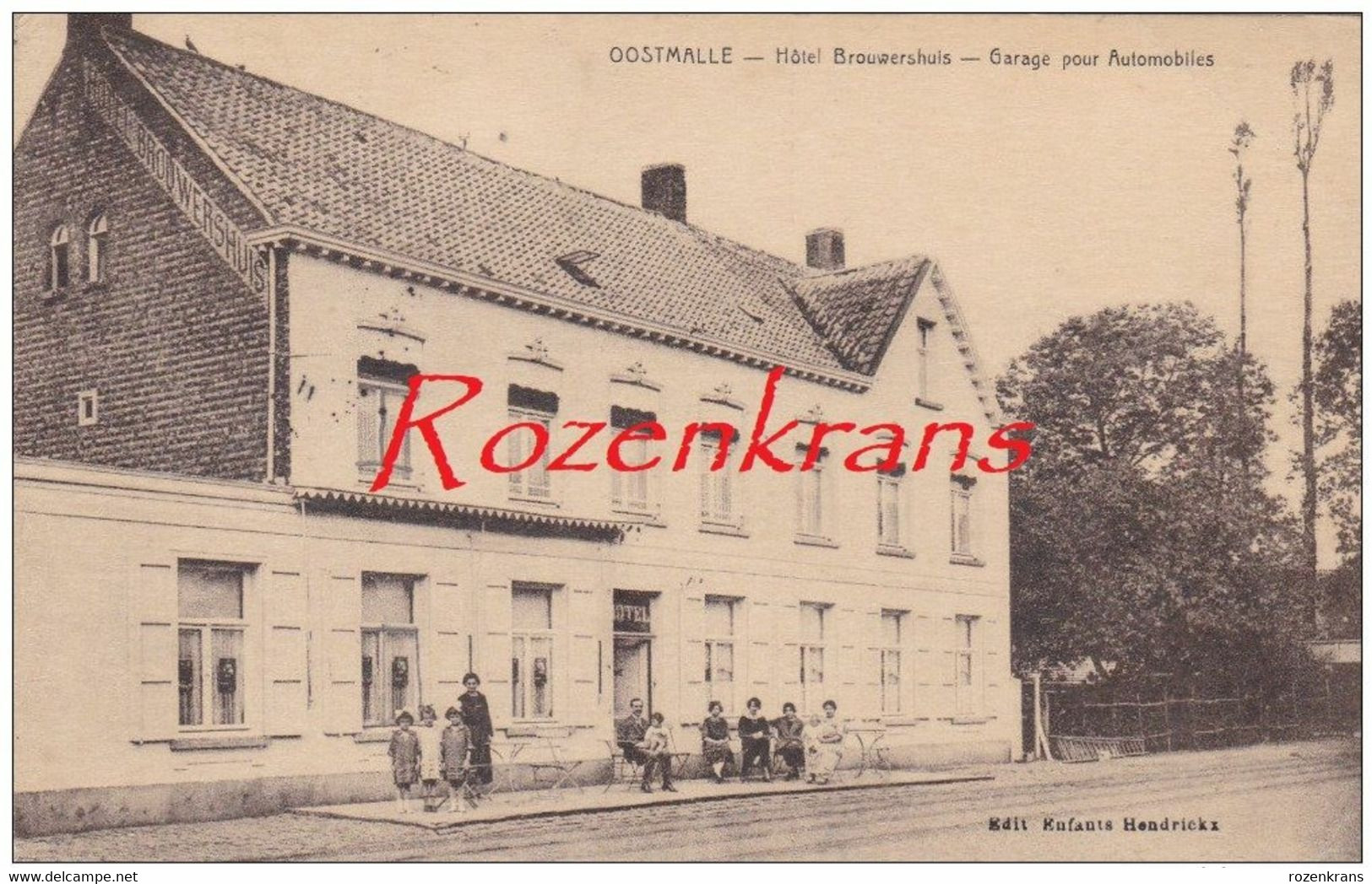 Oostmalle Hotel Brouwershuis Garage Pour Automobiles Geanimeerd Zeldzaam Antwerpse Kempen 1926 Topkaart - Malle