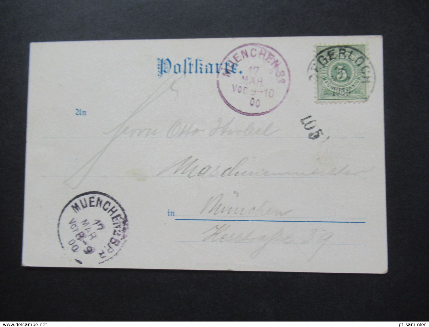 AD Württemberg 1900 AK Artilleriekaserne Cannstatt Verlag Von Heinrich Reitzel Nach München Gesendet Mit 2x Ank. Stempel - Storia Postale