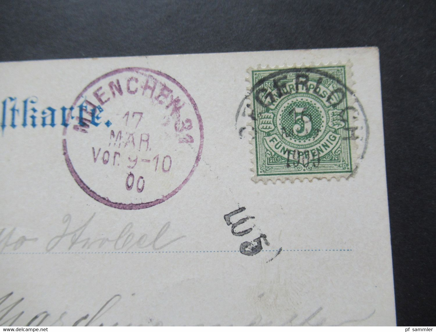 AD Württemberg 1900 AK Artilleriekaserne Cannstatt Verlag Von Heinrich Reitzel Nach München Gesendet Mit 2x Ank. Stempel - Storia Postale