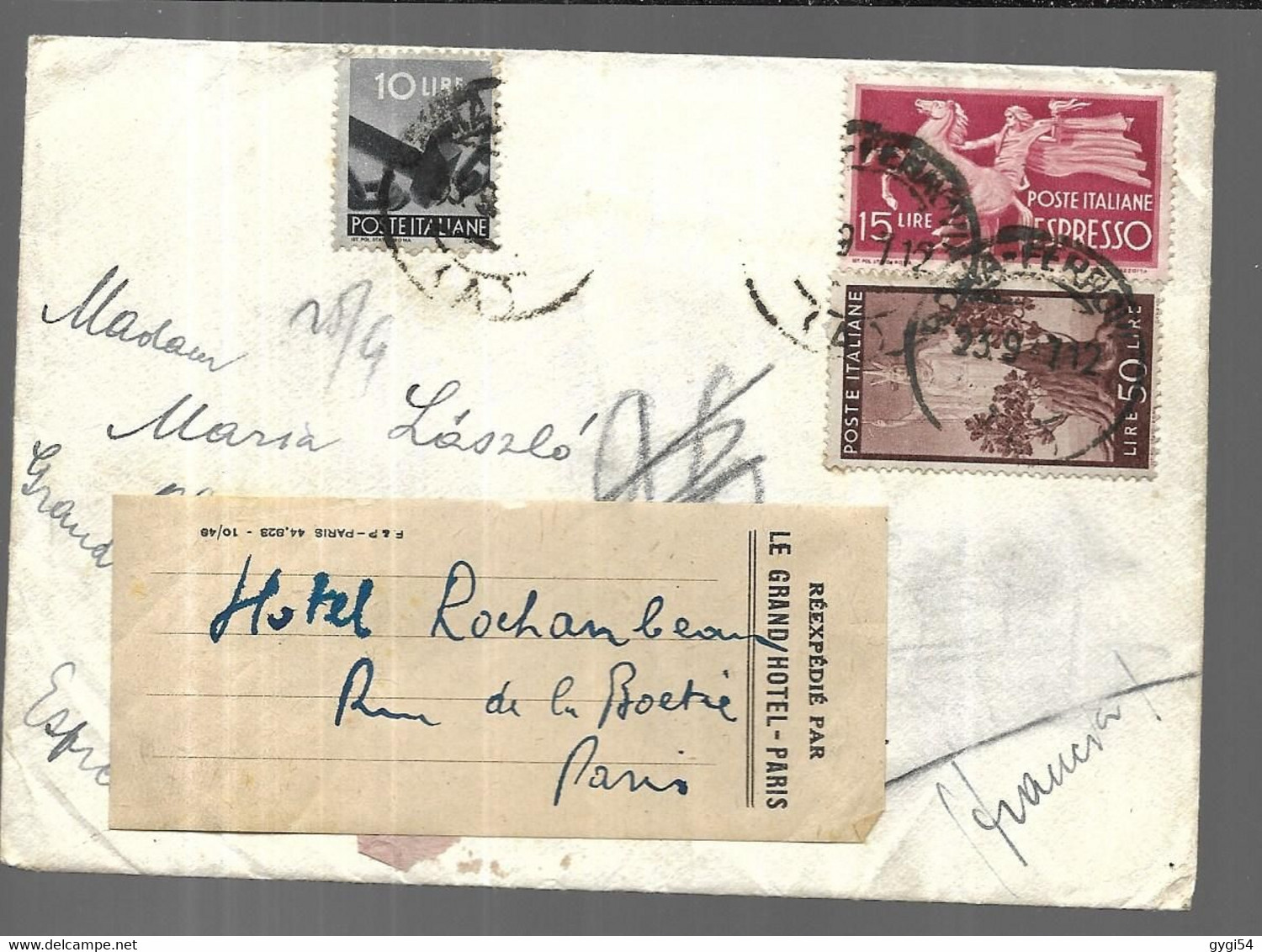 ITALIE Lettre Du 23 09 1947 De Milan Pour Paris - 1946-47 Corpo Polacco Period