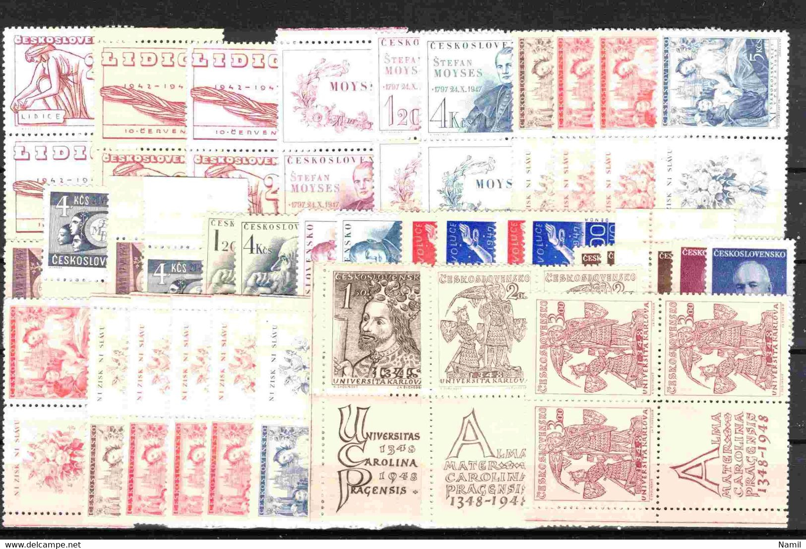 **/* Tchécoslovaquie 1947 Lot Avec Timbres Neufs - Collections, Lots & Series
