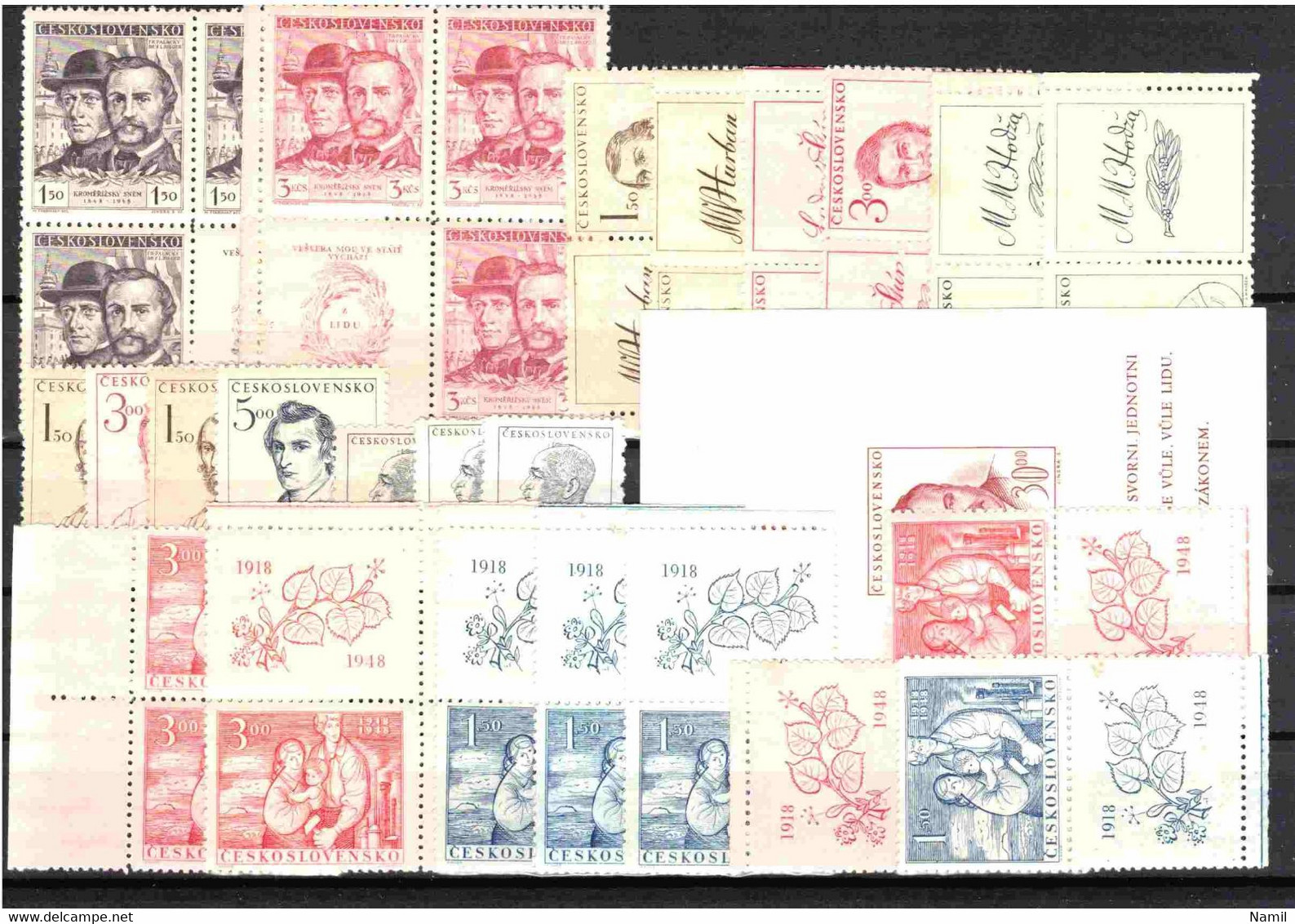 **/* Tchécoslovaquie 1948 Lot Avec Timbres Neufs - Collections, Lots & Séries