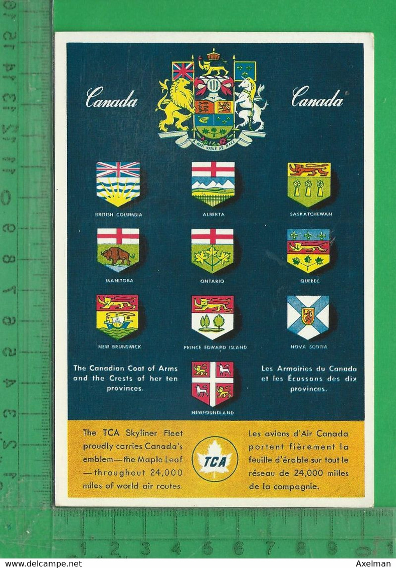 CPM  CANADA : Trans Canada Air Lines , Blasons Des 10 Provinces Canadiennes - Cartes Modernes