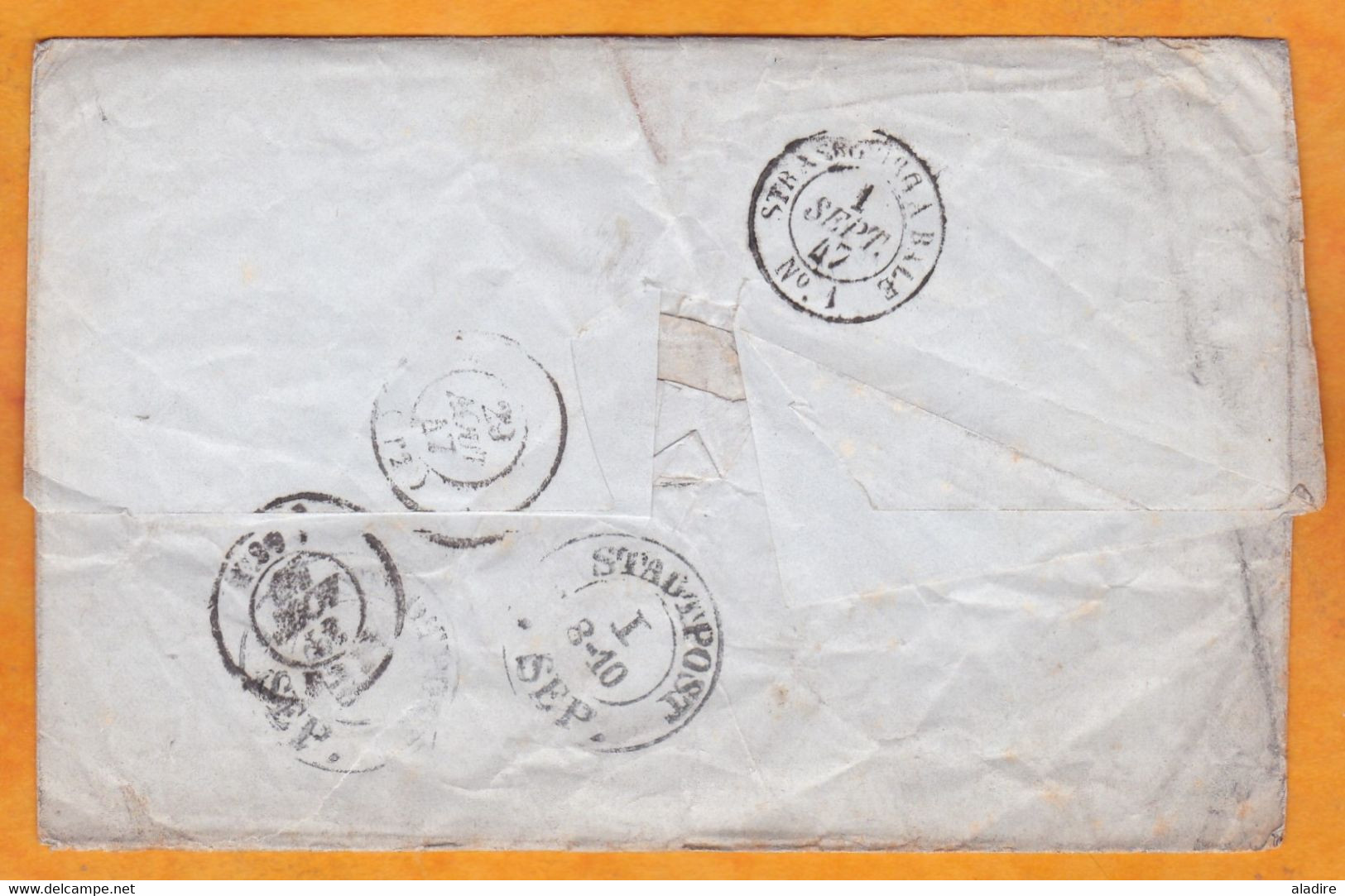 1847 - Enveloppe Pliée D' Oran, Algérie, France  Vers LEIPZIG, Saxe, Allemagne - Taxe 120 ! Cad Transit Et Arrivée - 1801-1848: Précurseurs XIX