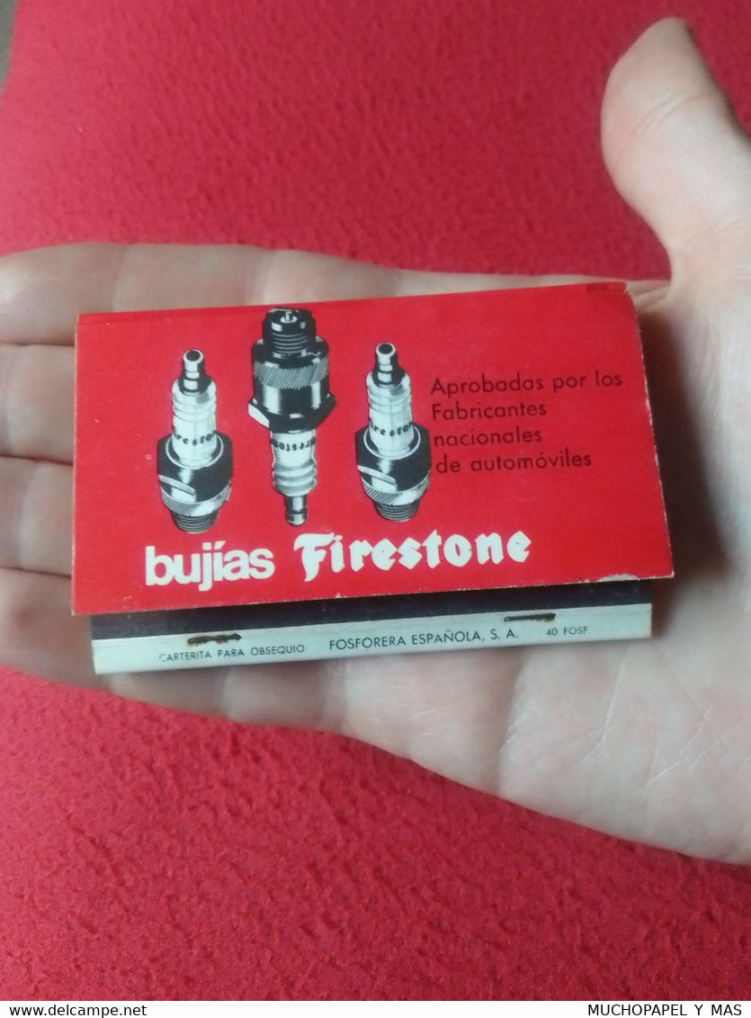 CAJA DE CERILLAS BOÎTE D'ALLUMETTES MATCHBOX BUJÍAS FIRESTONE PARA SEAT BARREIROS RENAULT CITROËN MORRIS SPARK PLUG VER. - Boites D'allumettes