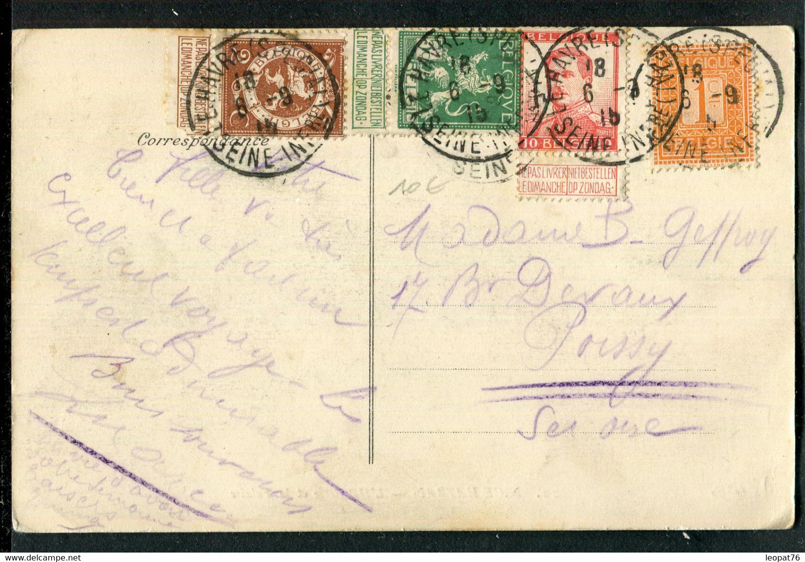 Belgique - Affranchissement Du Havre En 1915 Sur Carte Postale ( Gouvernement En Exil ) - Réf J 2 - Sonstige & Ohne Zuordnung