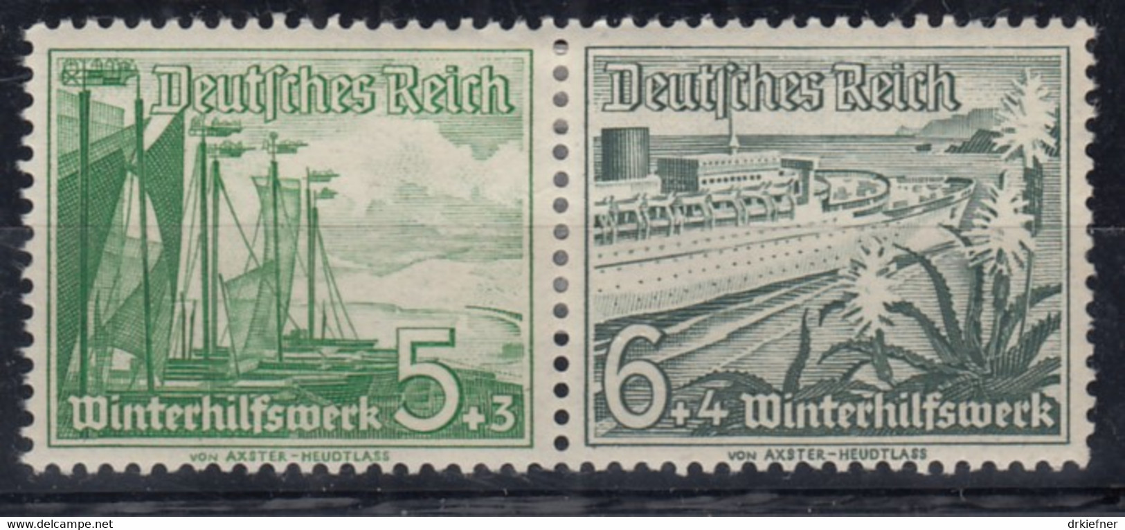 DR W 125, Postfrisch**, Winterhilfswerk: Schiffe, 1937 - Se-Tenant
