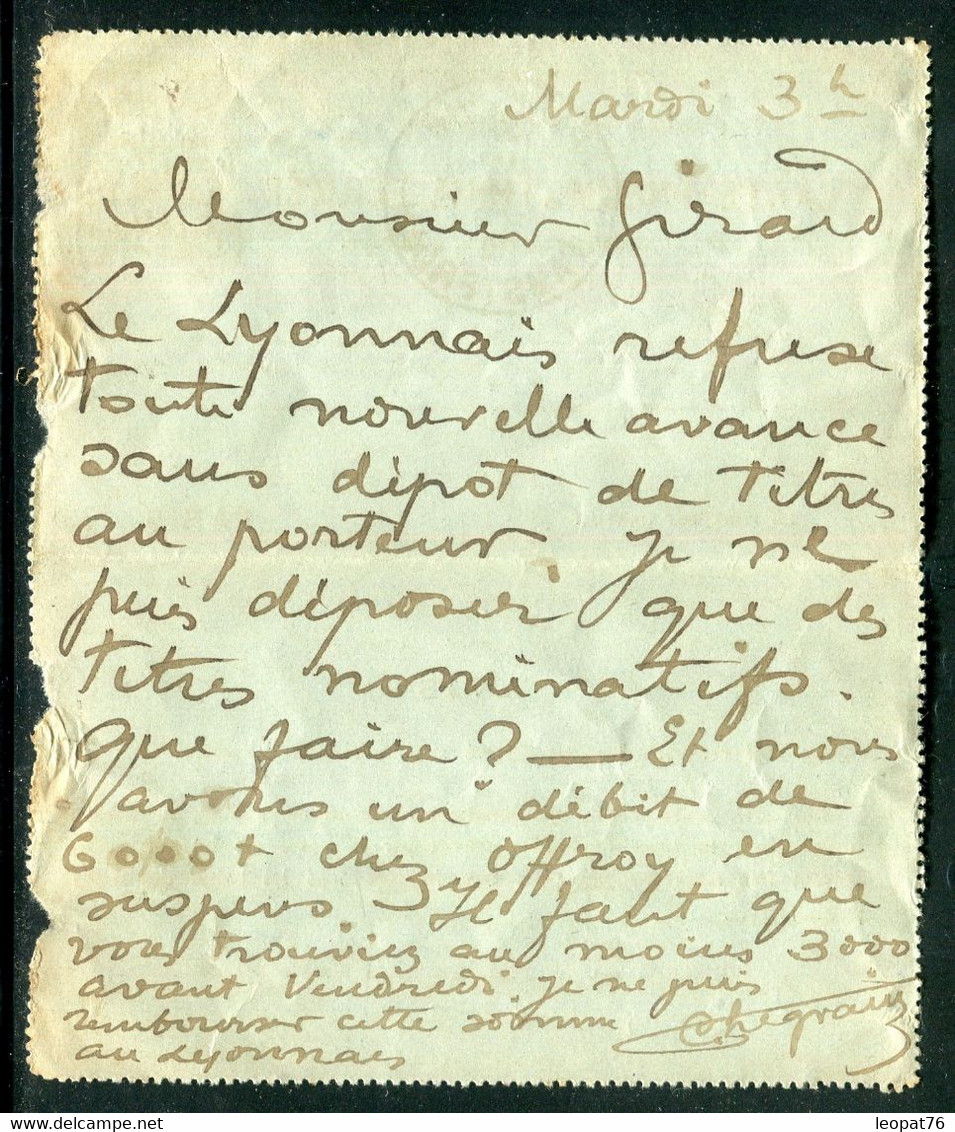 Pneumatique ( Carte Lettre) Surchargé Taxe Réduite 30ct De Paris Pour Paris En 1902 - Réf J 28 - Rohrpost
