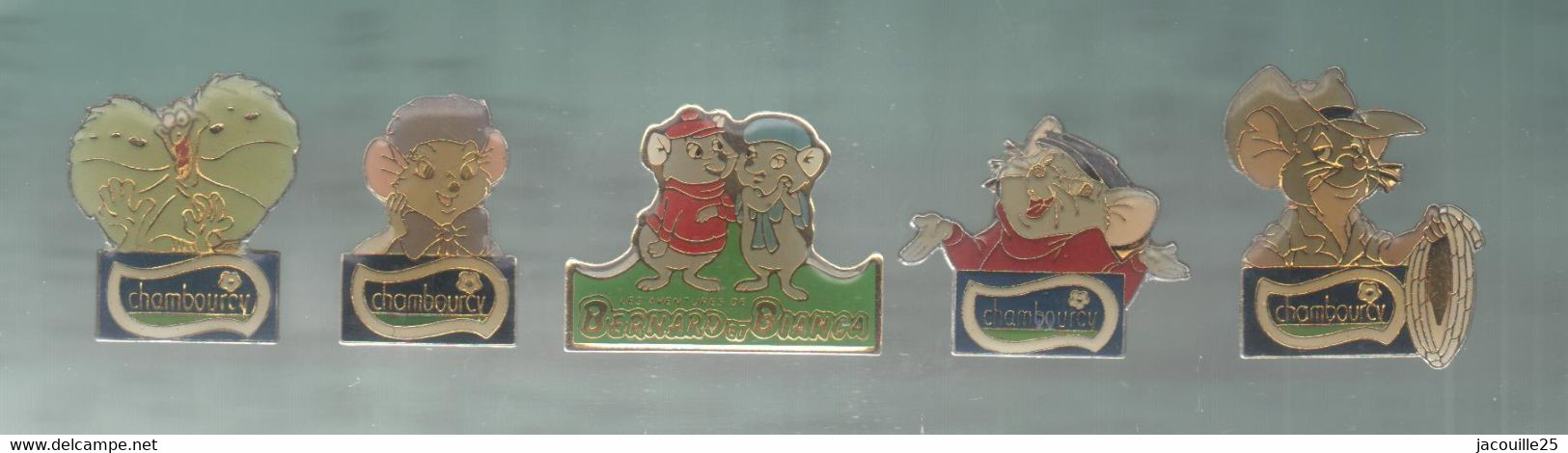 PINS PIN'S DISNEY 1122 BERNARD ET BIANCA SOURIS CHAMBOURCY   LOT 5 PINS - Disney