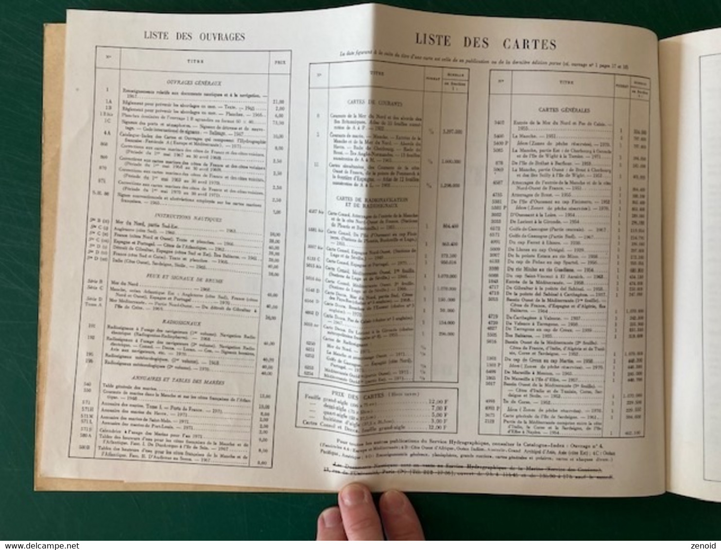 Catalogue Index Des Cartes Marines Des Cotes De France 1971 - Zeekaarten