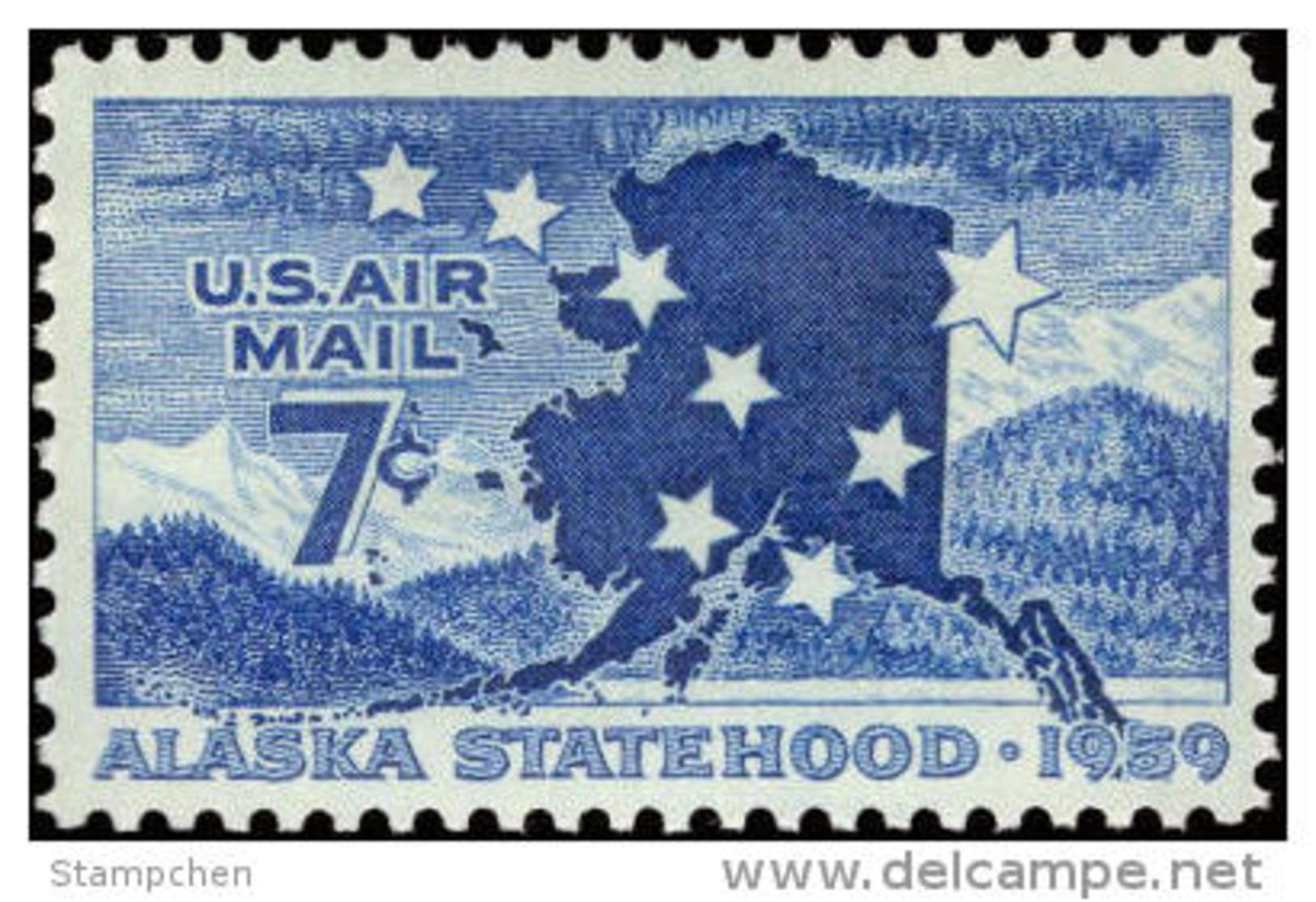 1959 USA Alaska Statehood Air Mail Stamp Sc#c53 Post Map Star Mount Snow - 2b. 1941-1960 Nuovi