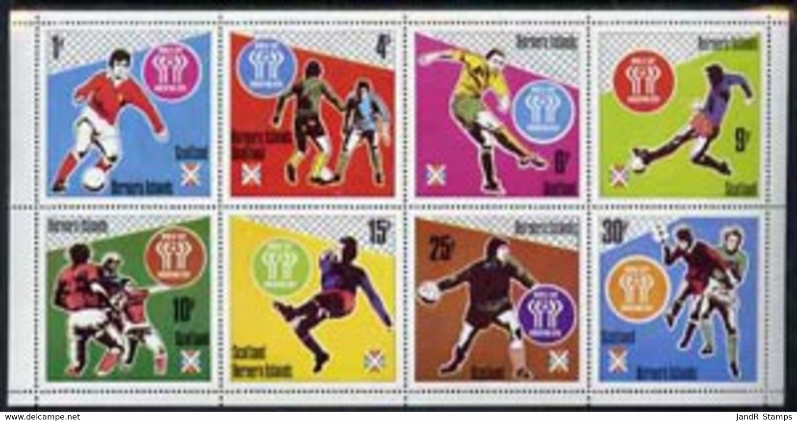 Bernera 1978 Football World Cup Perf Set Of 8 Values (1p To 30p) MNH - Local Issues