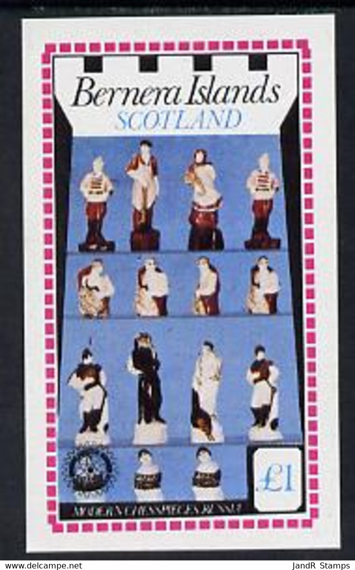Bernera 1979 Chess Pieces (75th Anniversary Of Rotary) Imperf Souvenir Sheet (�1 Value) MNH - Local Issues