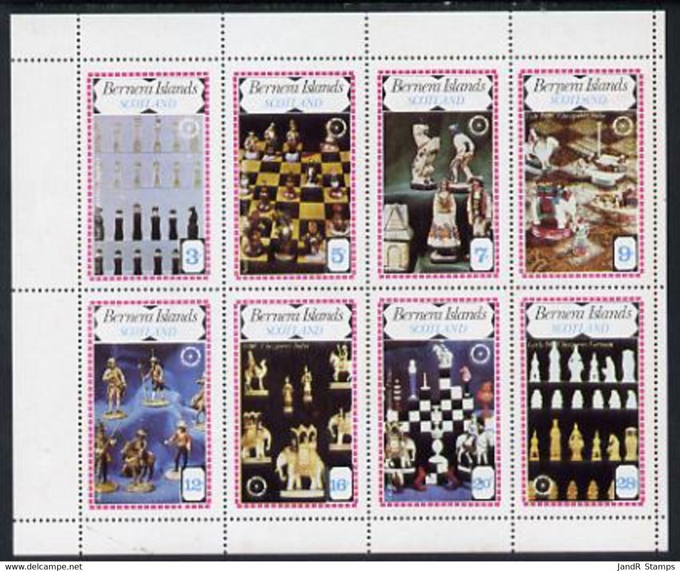 Bernera 1979 Chess Pieces (75th Anniversary Of Rotary) Perf Set Of 8 Values (3p To 28p) MNH - Local Issues