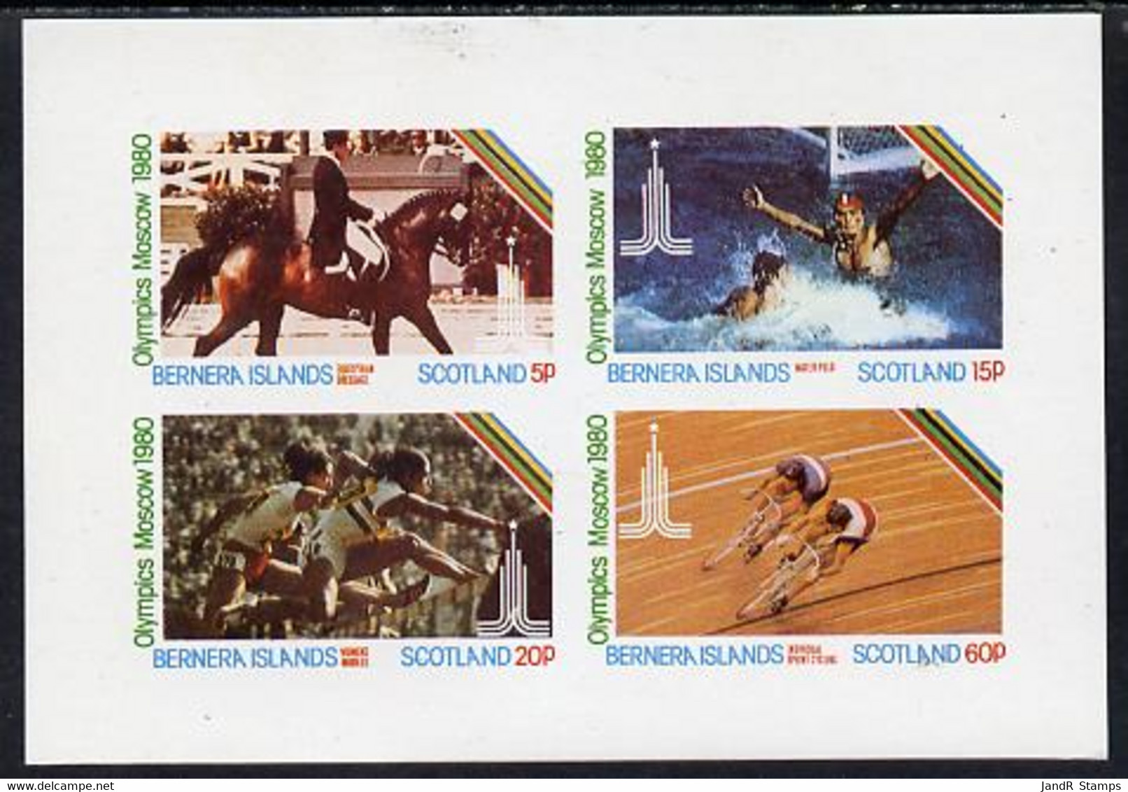 Bernera 1980 Olympic Games Imperf  Set Of 4 Values (5p To 60p) MNH - Emisiones Locales