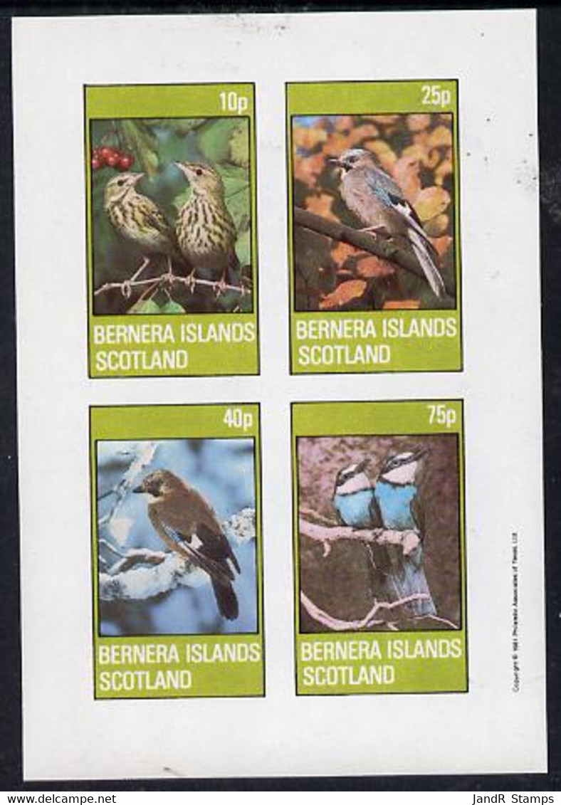 Bernera 1981 Birds #02 (Jay, Thrush, Etc) Imperf  Set Of 4 Values (10p To 75p) MNH - Local Issues