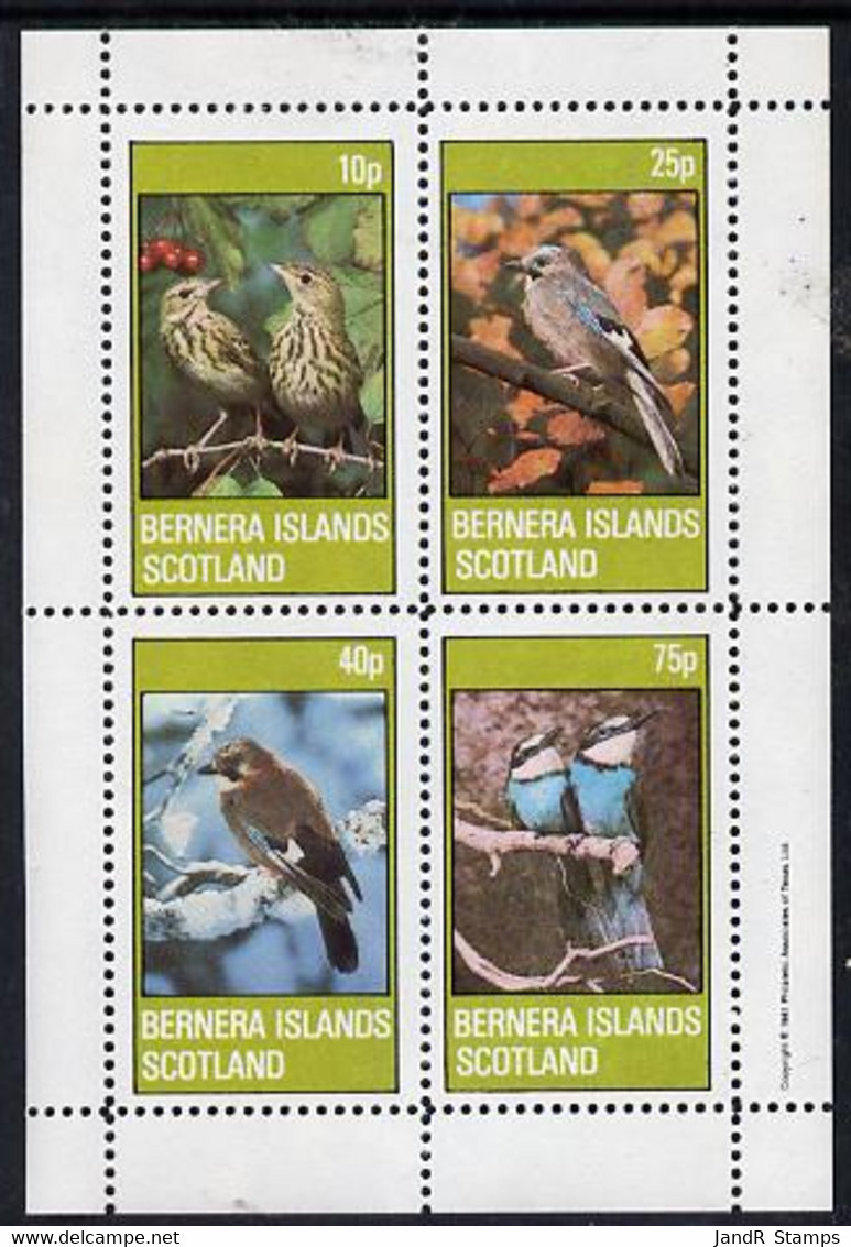 Bernera 1981 Birds #02 (Jay, Thrush, Etc) Perf  Set Of 4 Values (10p To 75p) MNH - Local Issues