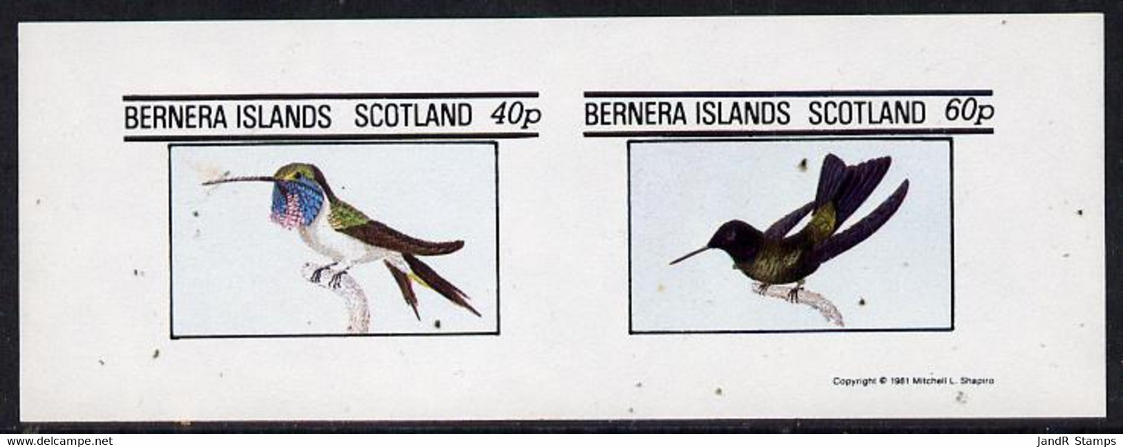 Bernera 1981 Birds #03 (Humming Birds) Imperf  Set Of 2 Values (40p & 60p) MNH - Local Issues