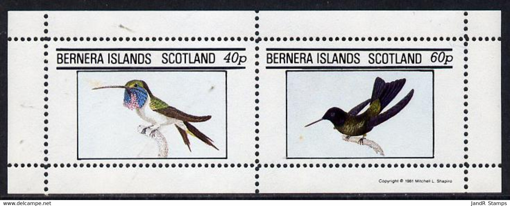 Bernera 1981 Birds #03 (Humming Birds) Perf  Set Of 2 Values (40p & 60p) MNH - Local Issues