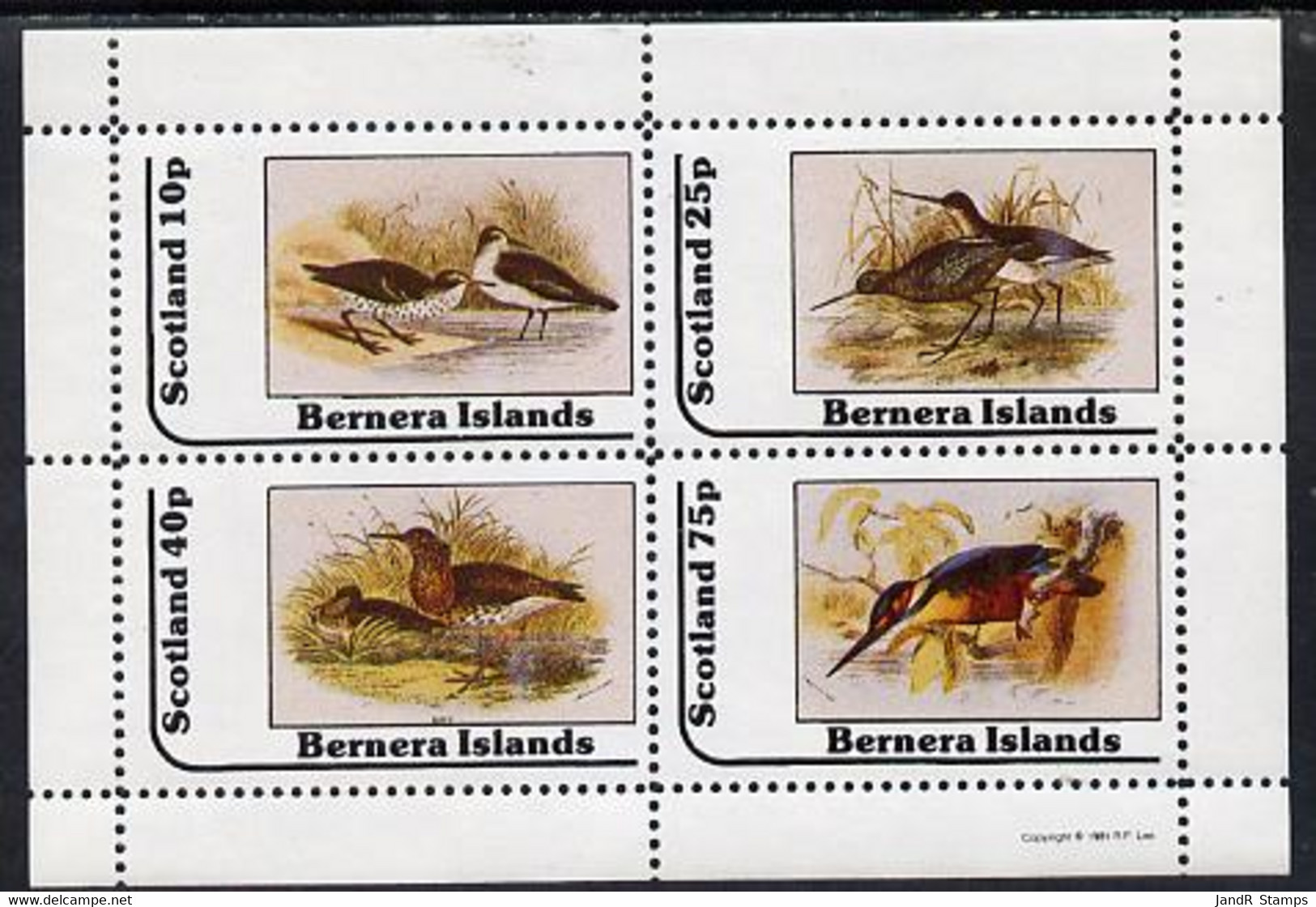 Bernera 1981 Birds #05 (3 Waders & Kingfisher) Perf  Set Of 4 Values (10p To 75p) MNH - Local Issues