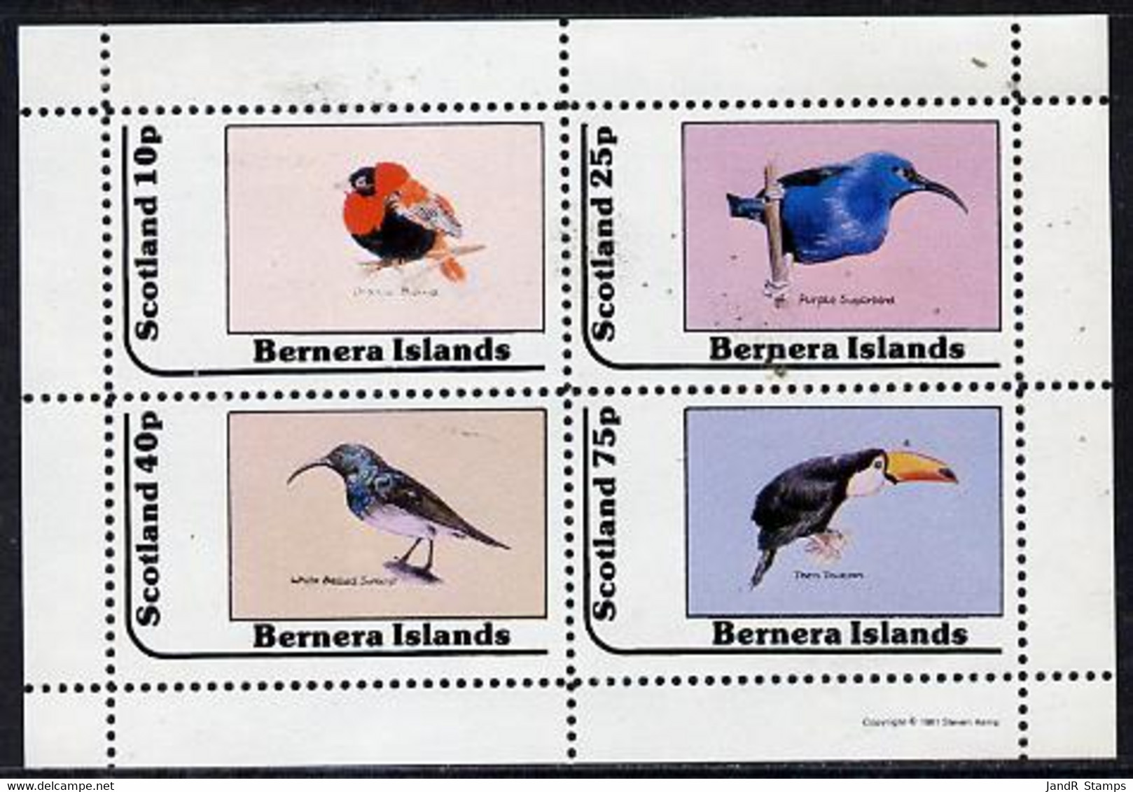 Bernera 1981 Birds #06 (Bishop, Sunbird, Sugarbird & Toucan) Perf  Set Of 4 Values (10p To 75p) MNH - Local Issues