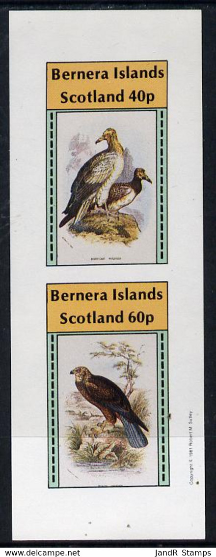 Bernera 1981 Birds Of Prey Imperf  Set Of 2 Values (40p & 60p) MNH - Local Issues