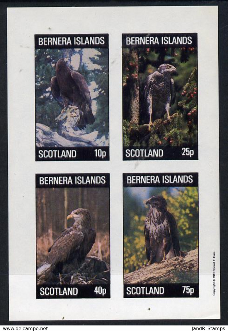 Bernera 1981 Birds Of Prey Imperf  Set Of 4 Values (10p To 75p) MNH - Local Issues