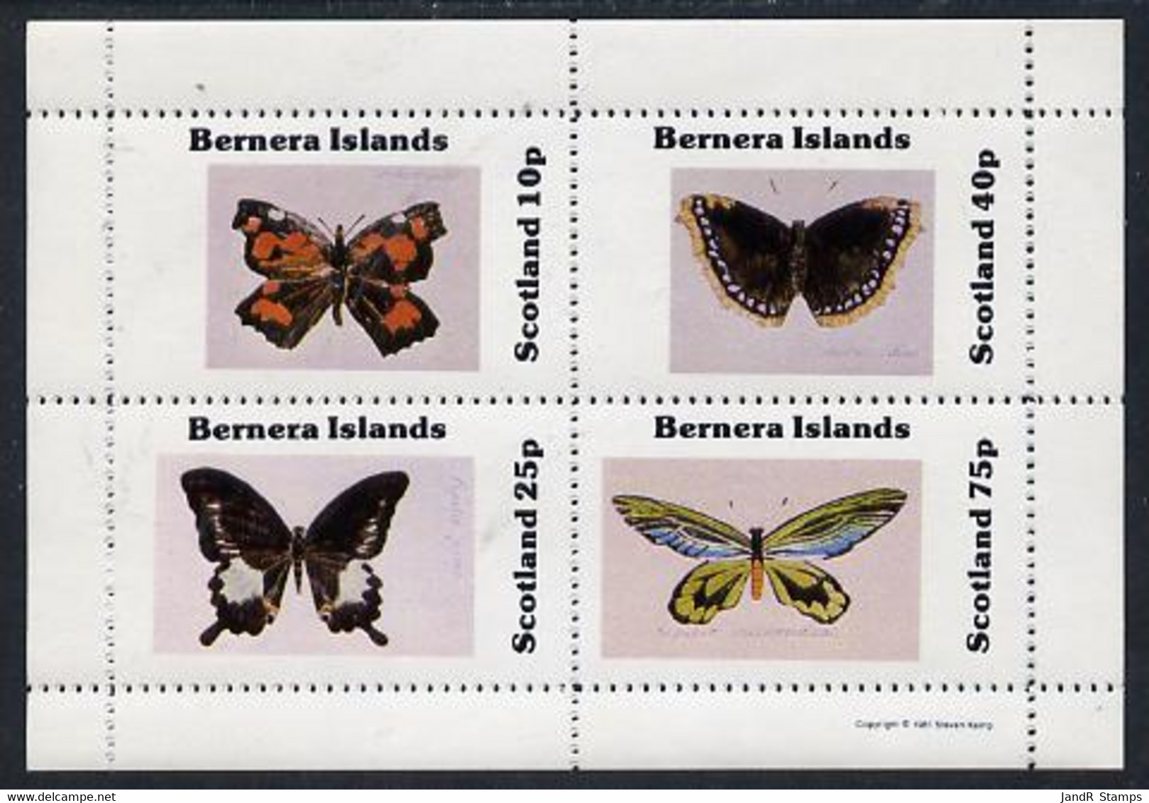 Bernera 1981 Butterflies Perf  Set Of 4 Values (10p To 75p) MNH - Local Issues