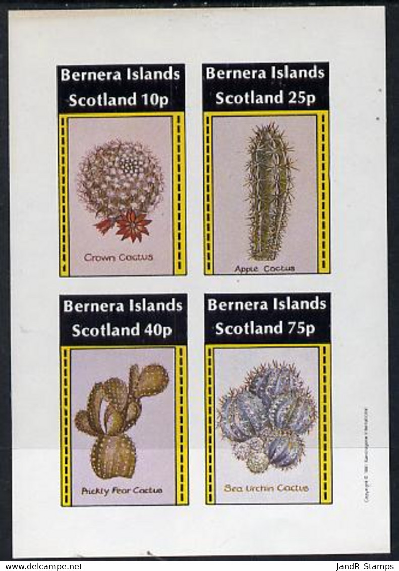 Bernera 1981 Cacti (Crown Cactus, Apple Cactus Etc) Imperf  Set Of 4 Values (imprint In Outer Margin) MNH - Local Issues