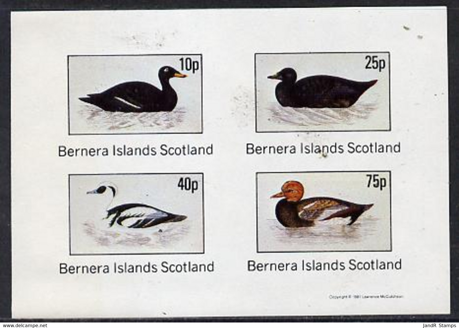 Bernera 1981 Ducks #2 Imperf  Set Of 4 Values (10p To 75p) MNH - Local Issues