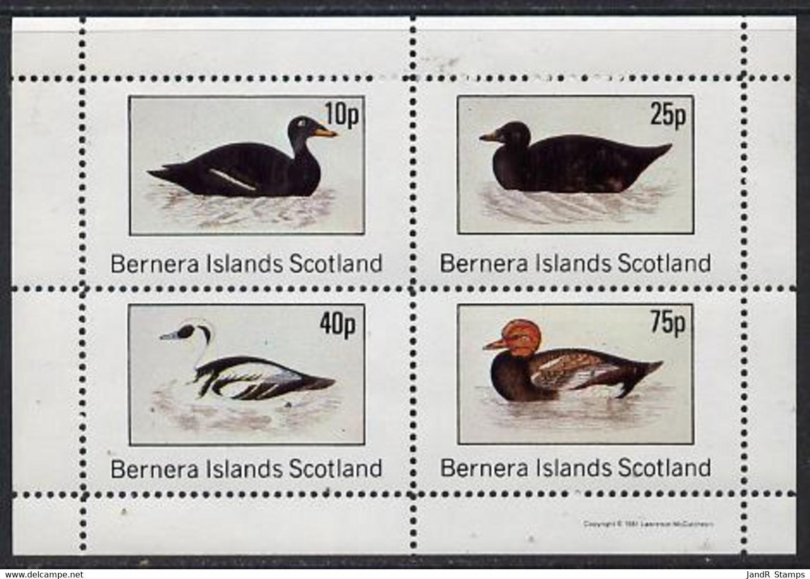 Bernera 1981 Ducks #2 Perf  Set Of 4 Values (10p To 75p) MNH - Local Issues