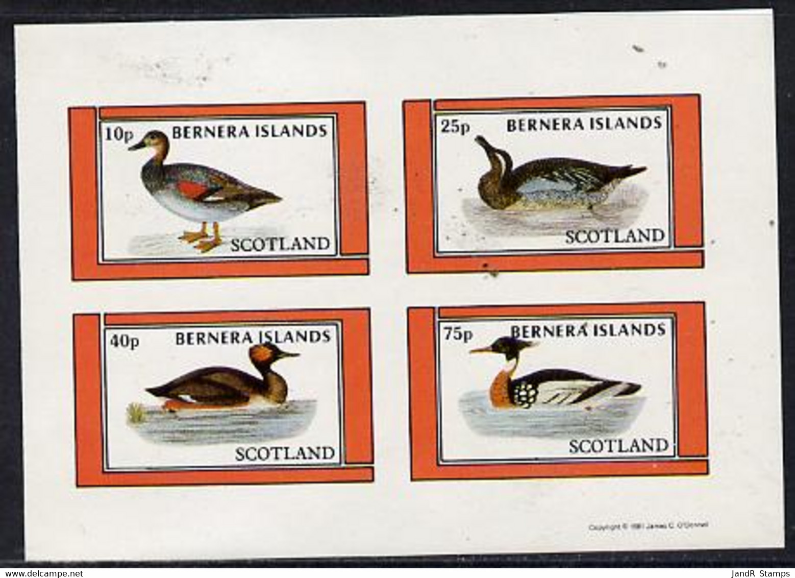 Bernera 1981 Ducks #3 Imperf  Set Of 4 Values (10p To 75p) MNH - Local Issues