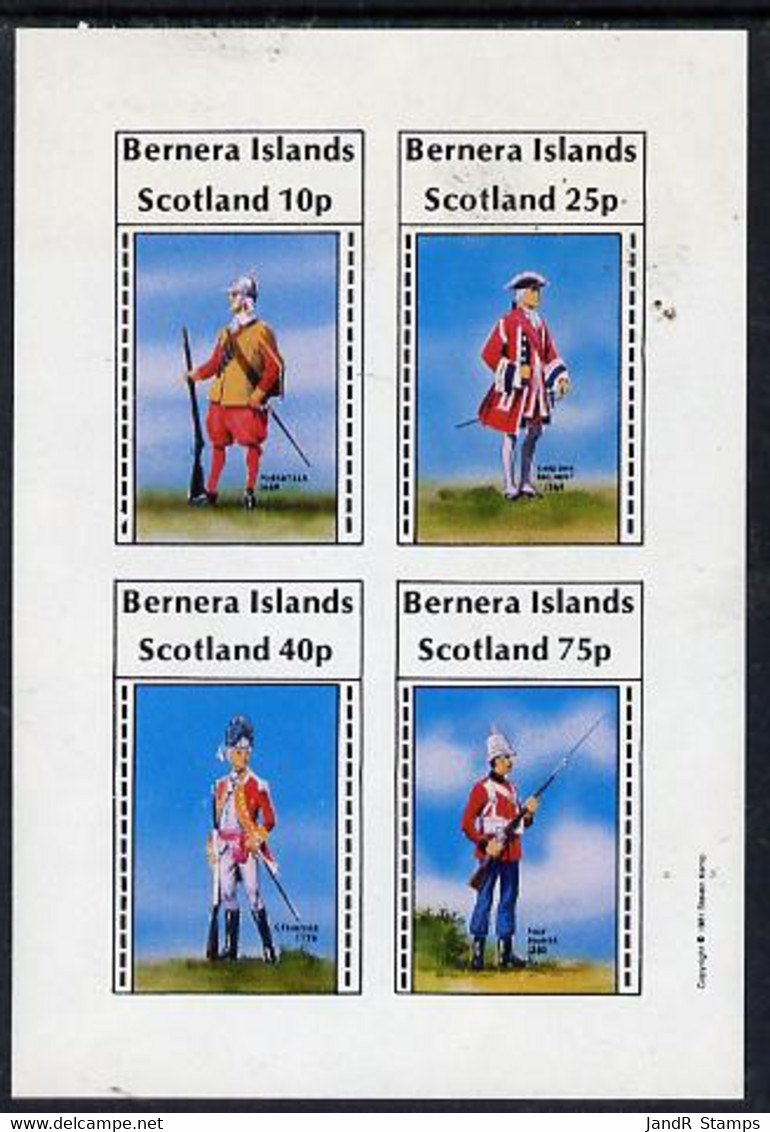 Bernera 1981 Early Military Uniforms Imperf  Set Of 4 Values (10p To 75p) MNH - Local Issues