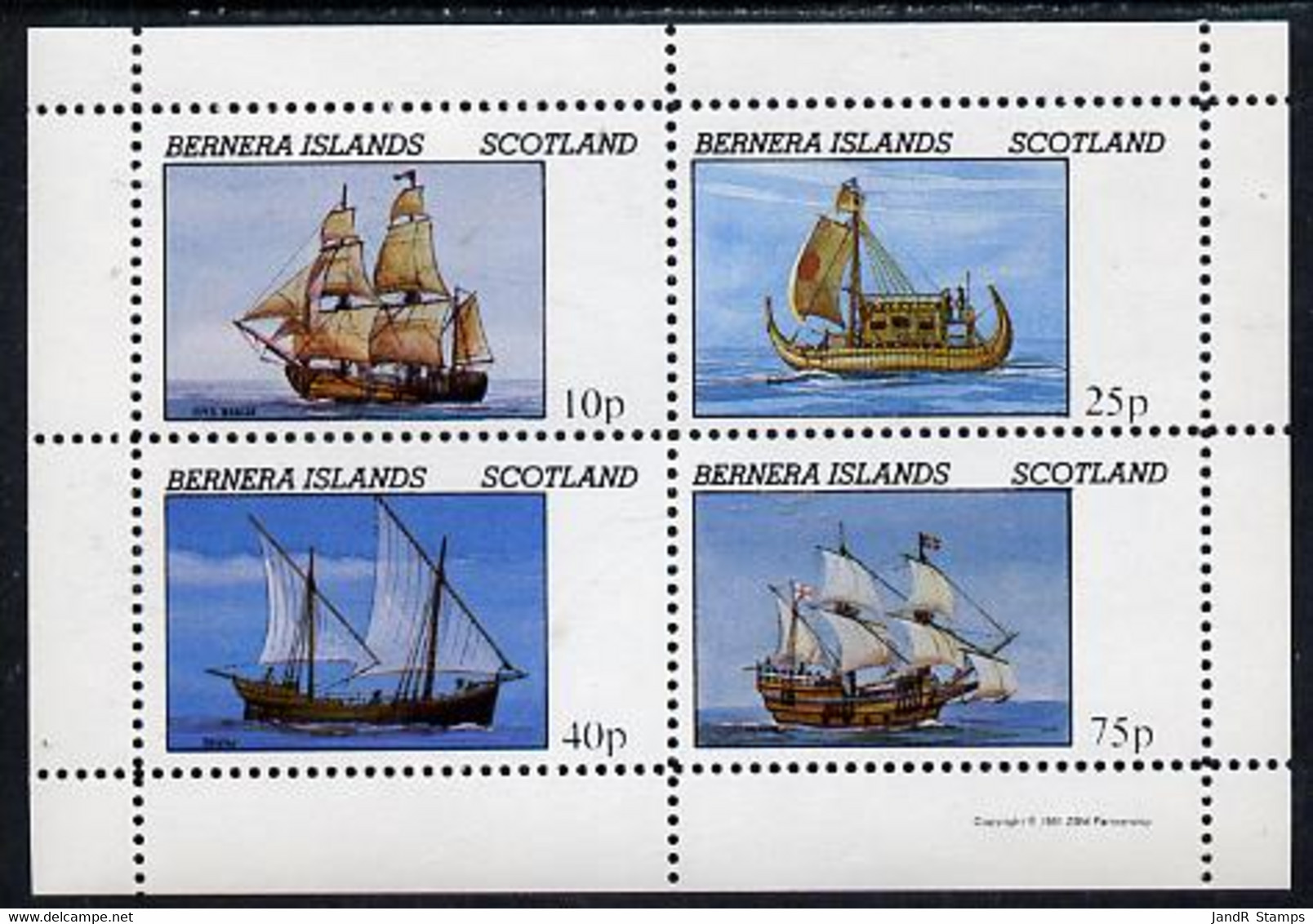 Bernera 1981 Early Sailing Ships (HMS Beagle, Dhow, Etc) Perf  Set Of 4 Values (10p To 75p) MNH - Local Issues