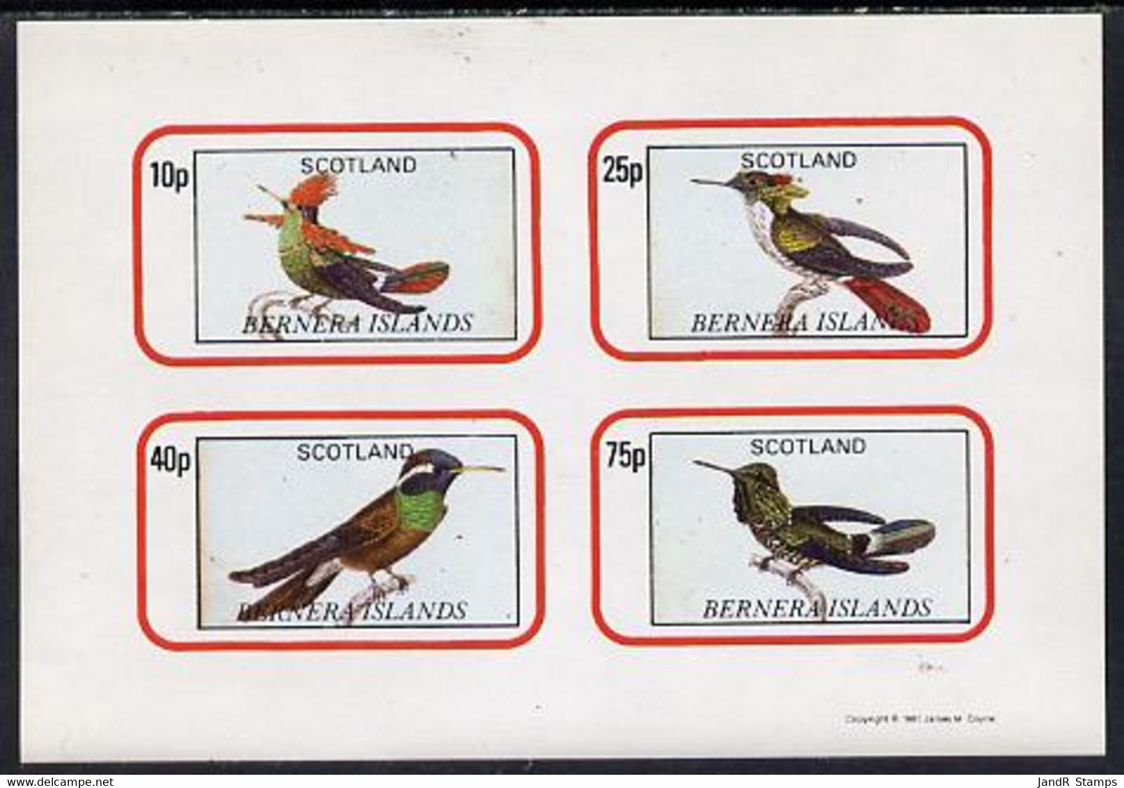 Bernera 1981 Exotic Birds Imperf  Set Of 4 Values (10p To 75p) MNH - Local Issues