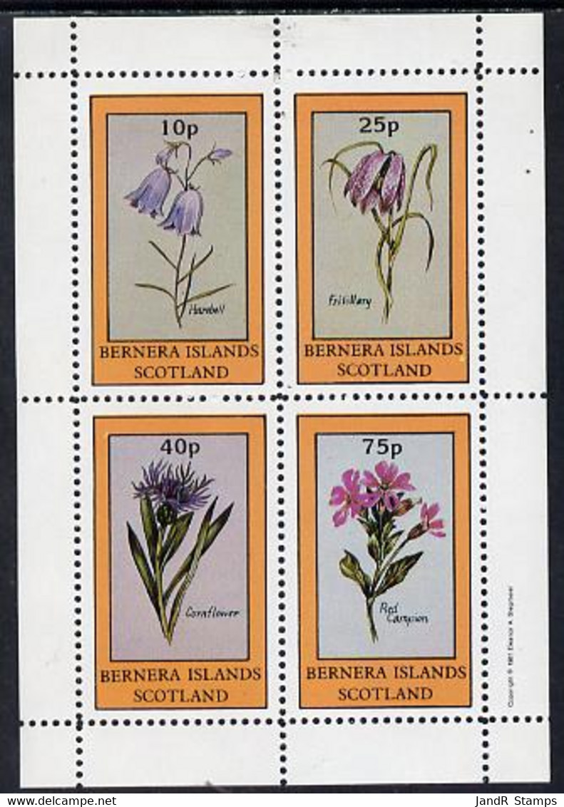 Bernera 1981 Flowers #01 (Harebell, Fritillary, Cornflower & Red Campion) Perf  Set Of 4 Values (10p To 75p) MNH - Local Issues