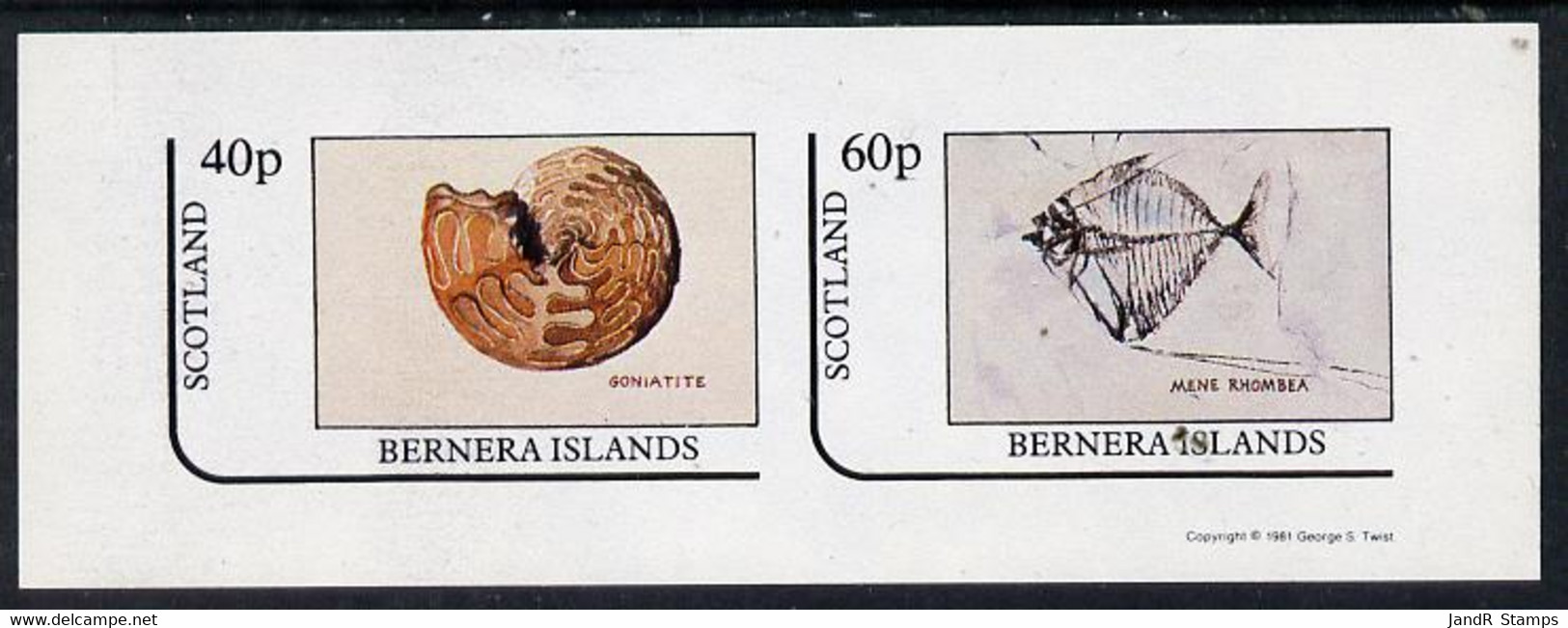 Bernera 1981 Fossils (Goniatite & Mene Rhombea) Imperf  Set Of 2 Values (40p & 60p) MNH - Local Issues