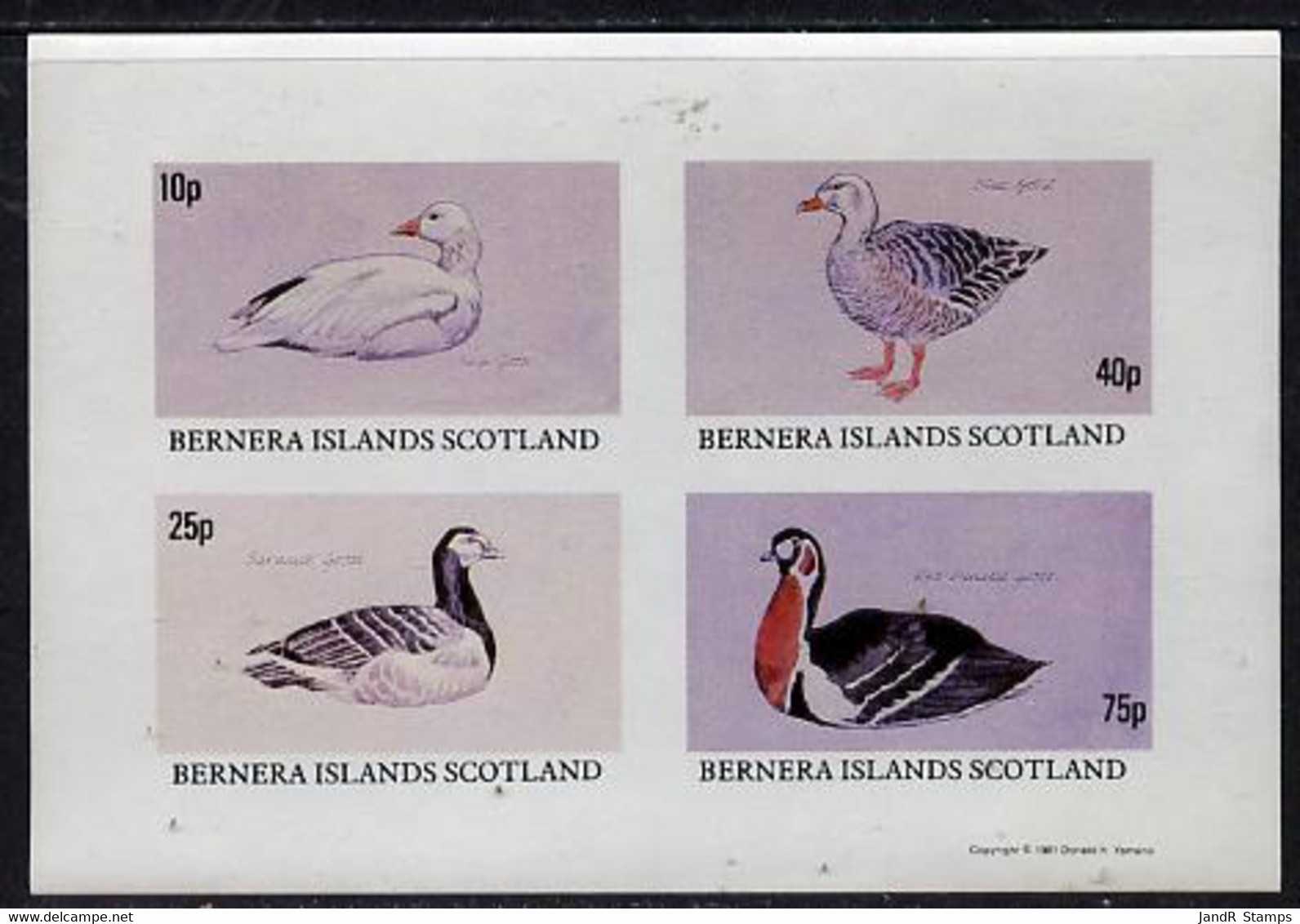 Bernera 1981 Geese Imperf  Set Of 4 Values (10p To 75p) MNH - Local Issues