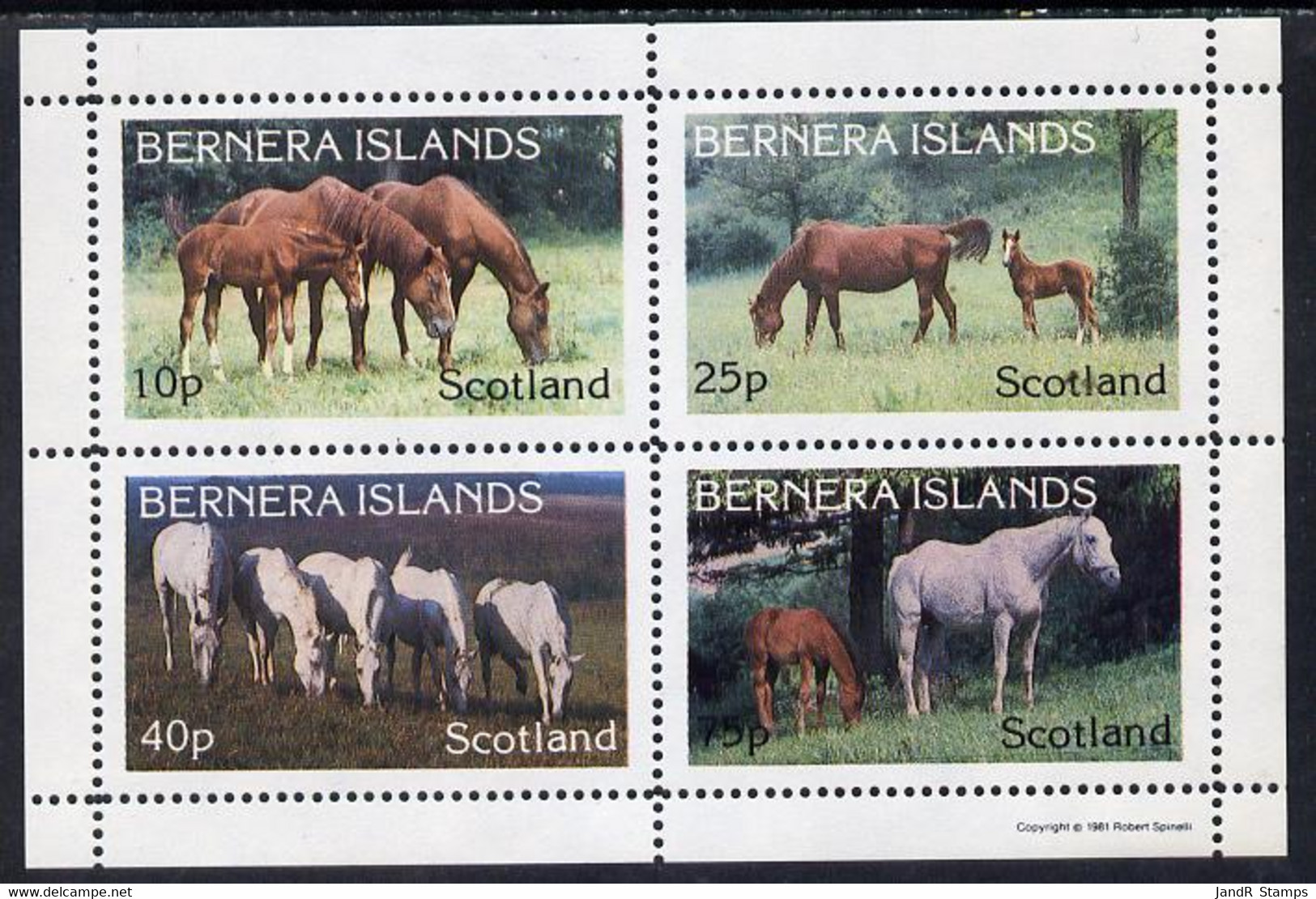 Bernera 1981 Horses Perf  Set Of 4 Values (10p To 75p) MNH - Local Issues